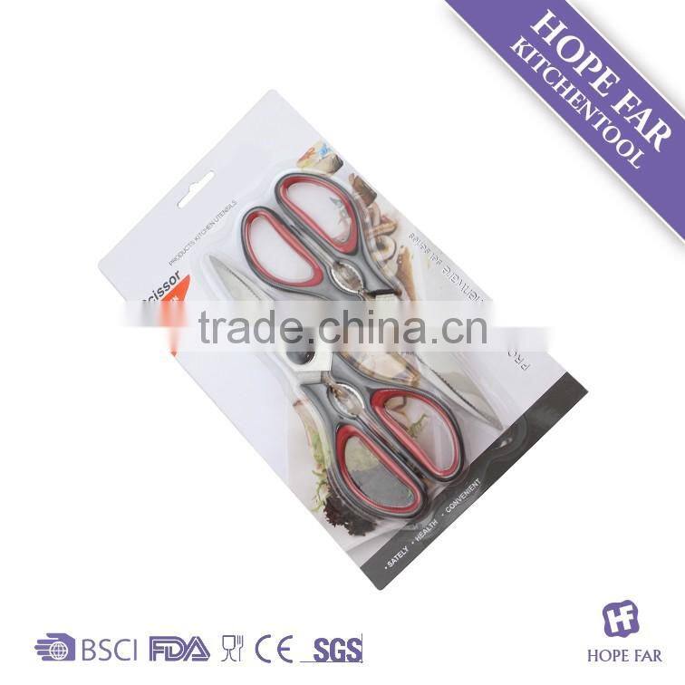 0200038 Multi-functional soft handle kitchen shear scissors