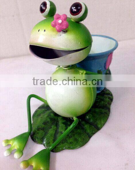 garden decoration sitting frog metal frog garden art metal garden decoration gerden decor stakes metal frog with frlower pot