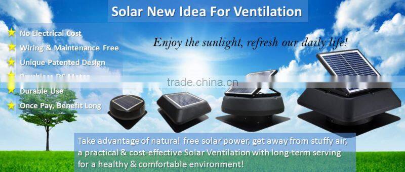 Roof standing solar ventilator air exhaust fan