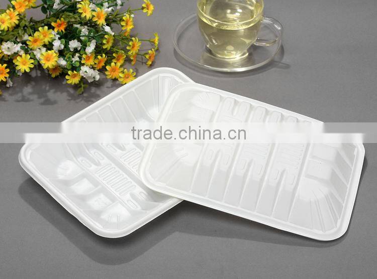 White rectangle disposable plastic food/fruit frozen packing tray