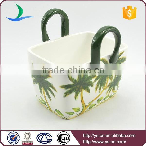 Coconut Tree Ceramic Basket Ware For Kitchen
