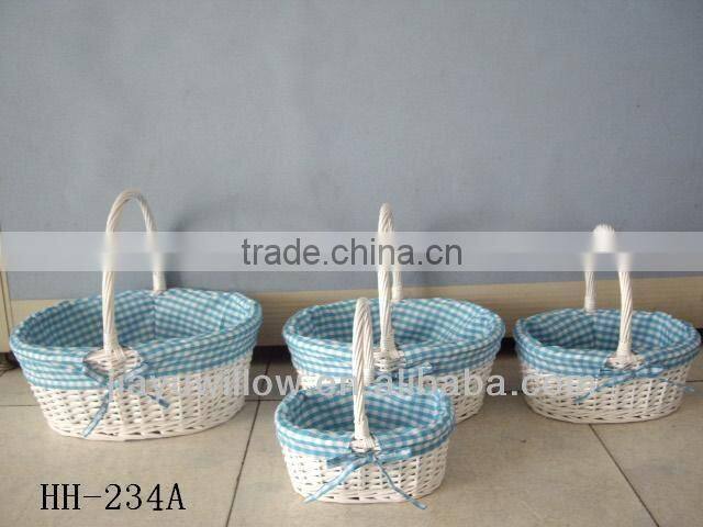 Flower Cotton Fabric willow baskets Wicker storage with handle