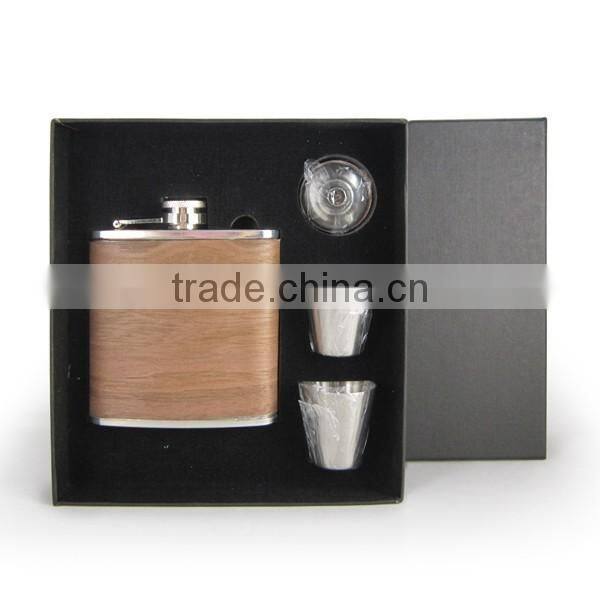 Stainless steel flagon custom packaging box, hip flask set package box