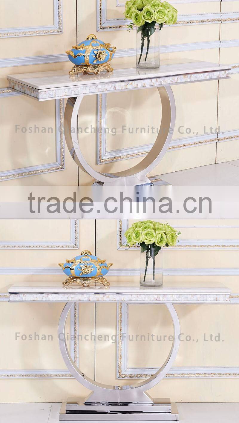 hotel furniture fancy marble top silver console table