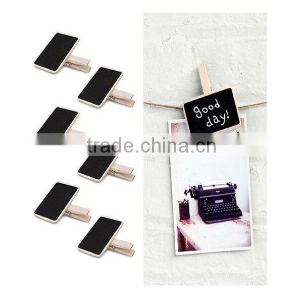 Cute Wooden Chalkboards with Clip Mini Message Board Note Blackboard Photo Paper Clips Name Tags