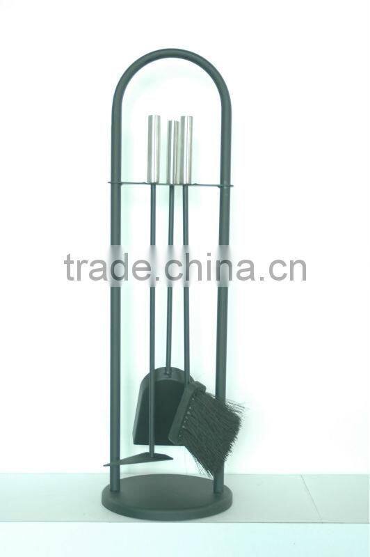 antique mechanical cast iron fireplace tools set