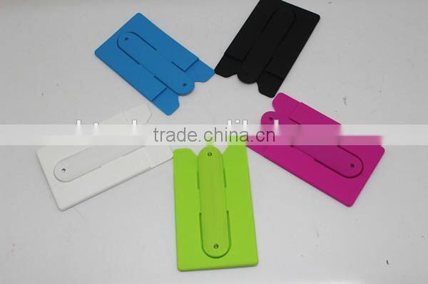 Hot sale 3M sticker silicone cell phone stand with credit card holder