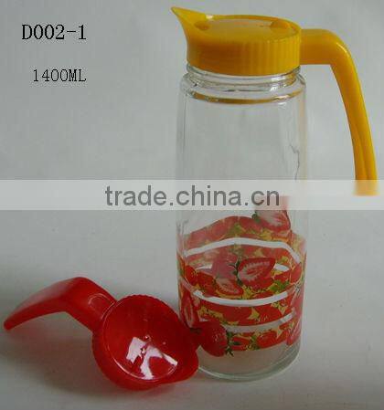 homeawre 1400ML glass juice bottle beer dispenser with handle/water bottle