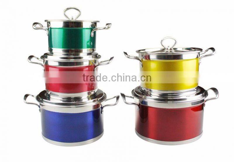 Colorful Stainless Steel Induction Bottom Soup Pot cooking pot set
