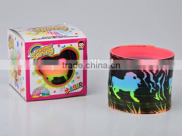 plastic colorful magic rainbow spring with printed animal toys/hot sale rainbow circle