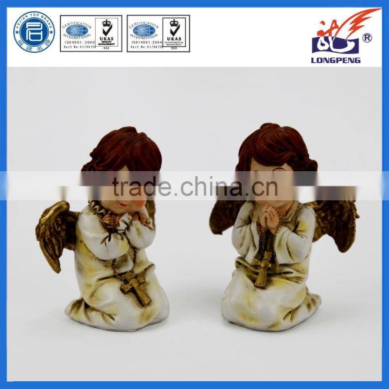 European Kneeling Poly Angel Statue for Home Decor