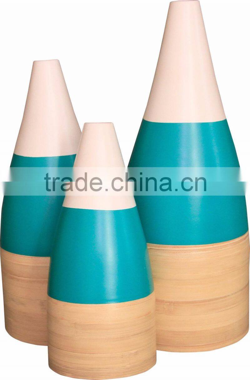 Spun bamboo vases, decorative flower vases with lacquer finish