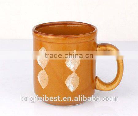 Hand-painted small ceramic cup and saucer, color decal