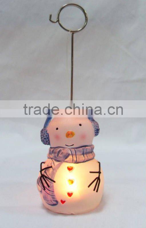 2014 Hot sales whosesales high quality LED Acrylic Snowman name card holder