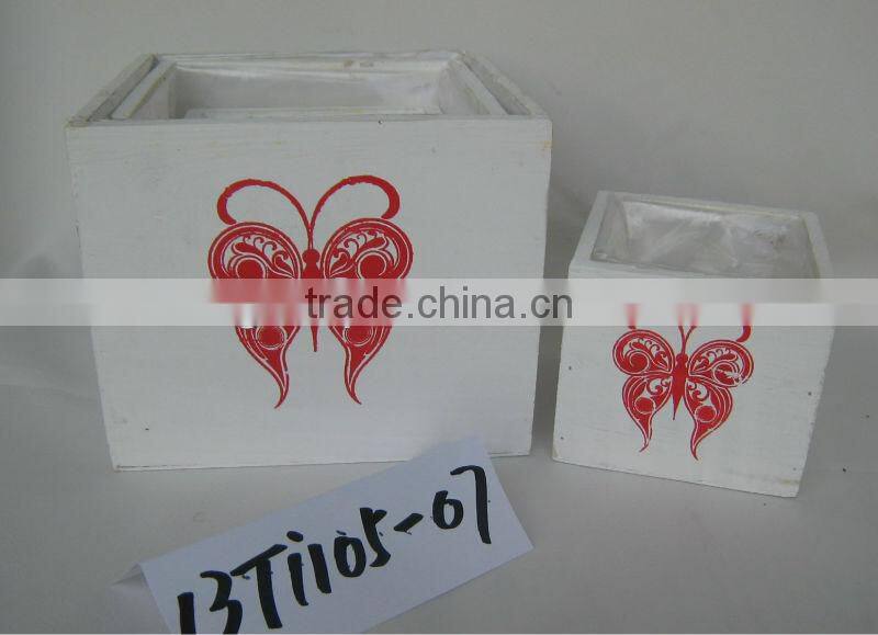 white wash samll indoor wooden flower pots