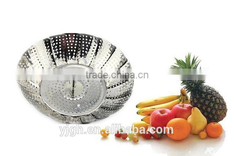 hot sale Veggie vegetable basket Folding Steamer Basket International 9-Inch Easy Reach Steamer In Stainless Steel