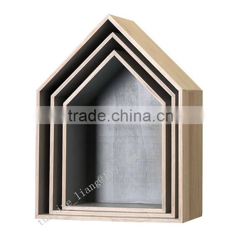 WOODEN HOUSE SHADOW BOXES SET OF 3 pcs