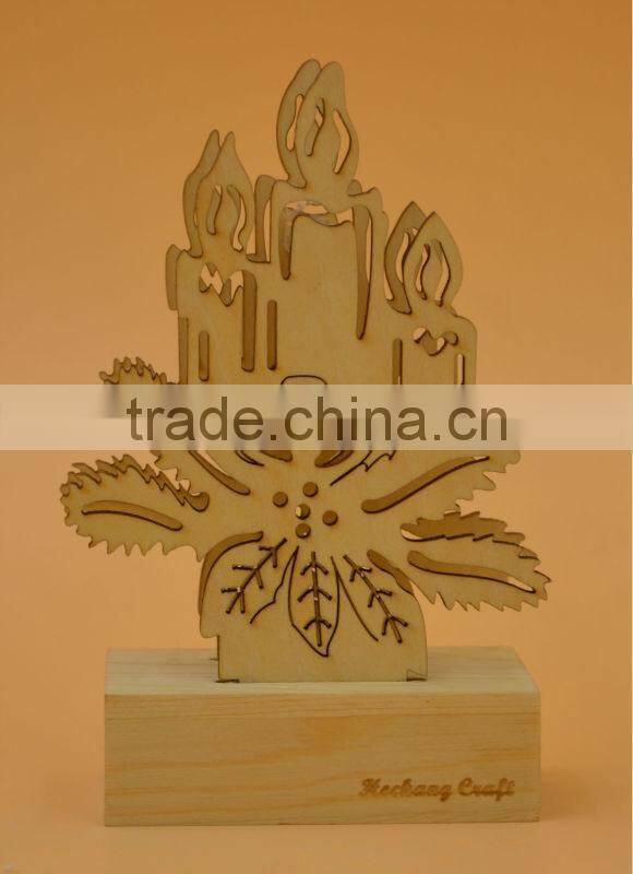 2015 newest top quality wooden Christmas decor gift with light