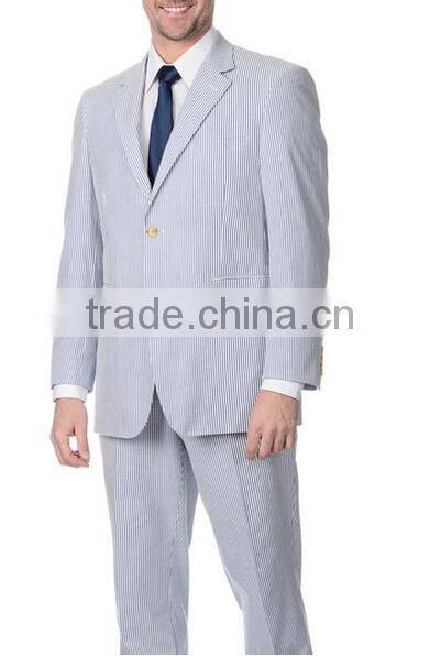 Men's Blue Seersucker 2-button Jacket