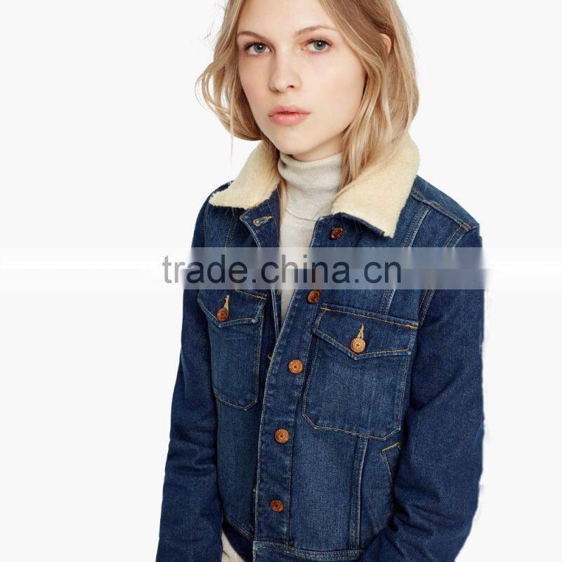 High quality girls denim winter jacket women customize your own overcoat