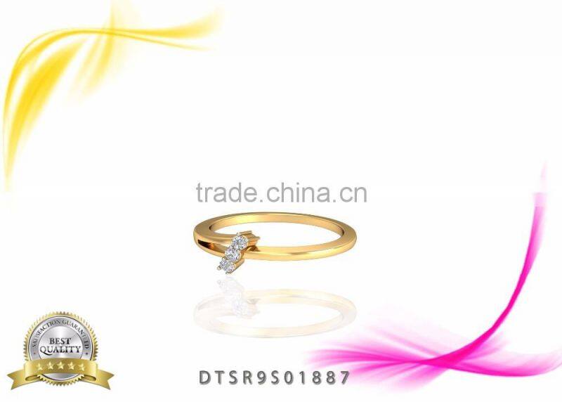 14kt Gold Plated Basic Cubic Zircon Stud Ring Design