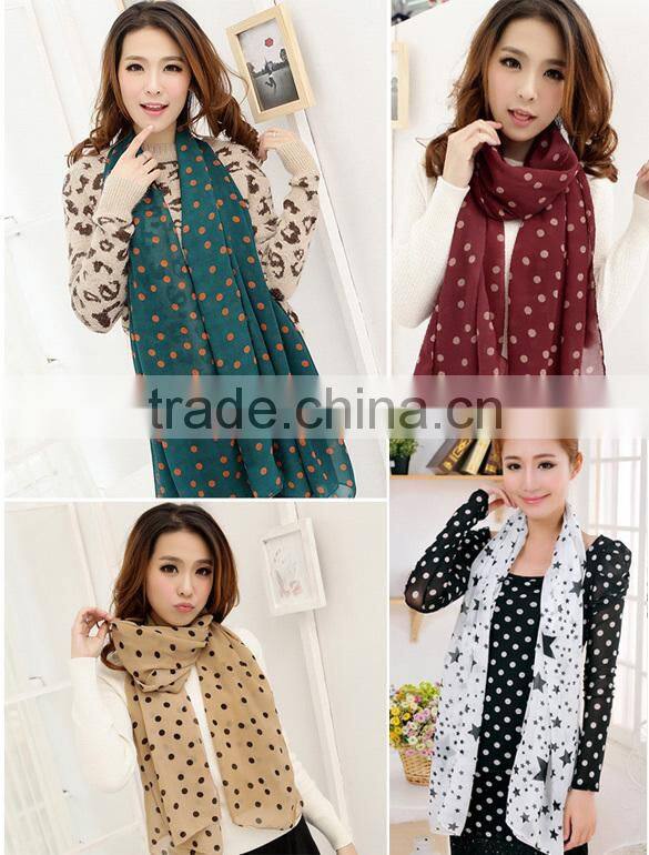 Lady Dots Spot Chiffon Soft Shawl Scarf Neck Wrap Head Scarf Styles 19143