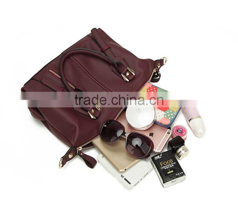 China Leather Handbag Wholesale Price Quality Leather Boston Bag Women Tote Bag Handbags