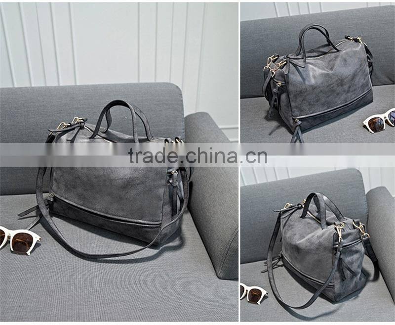 Vintage Nubuck Leather Large Women Shoulder Bag