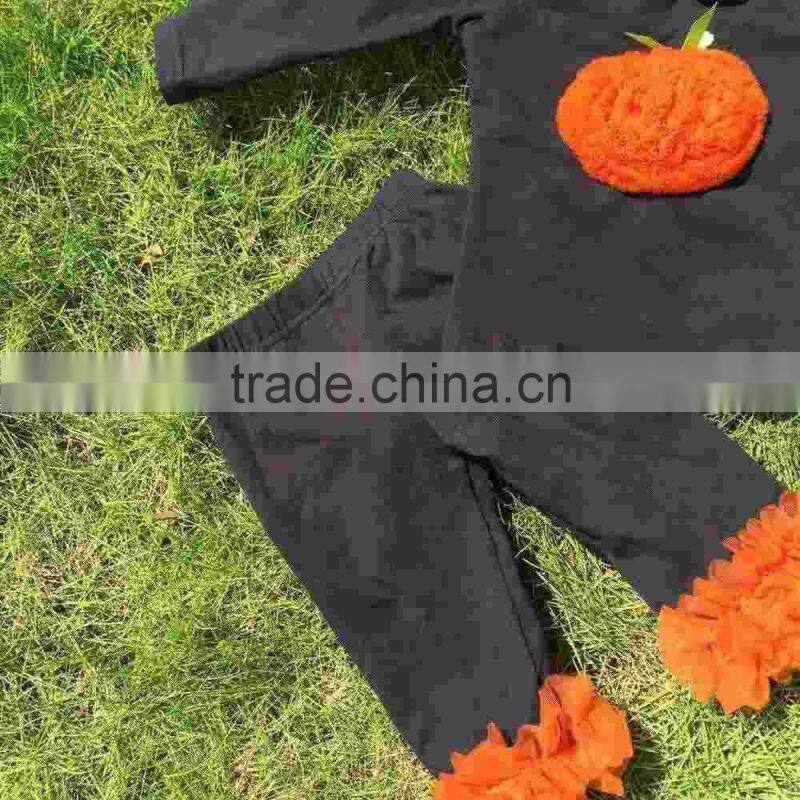 girls boutique halloween outfits kids ruffle pants sets girls Halloween clothes necklace and headband
