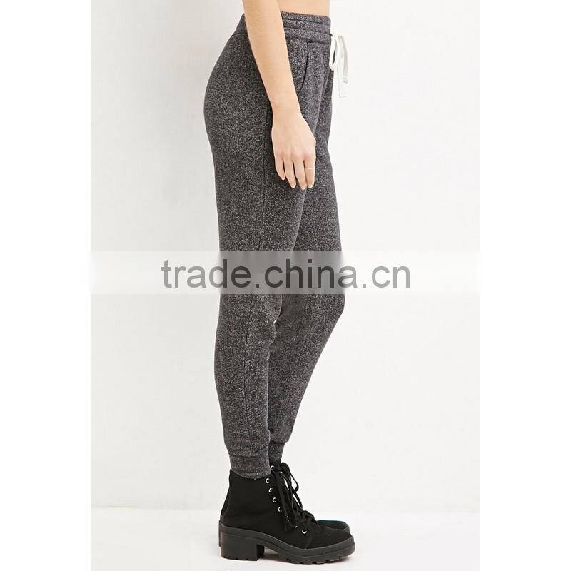 Ladies mid waist sports cotton large size heather joggers pants/trousers tracksuit clothes