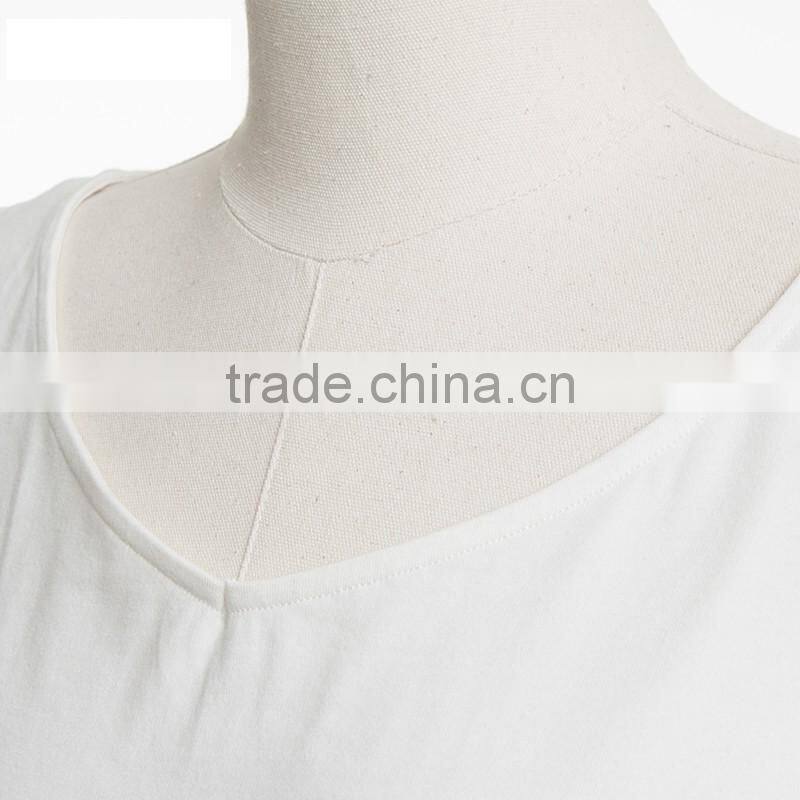 womens fashion style white blank loose classic V-neck crop tops/t shirt