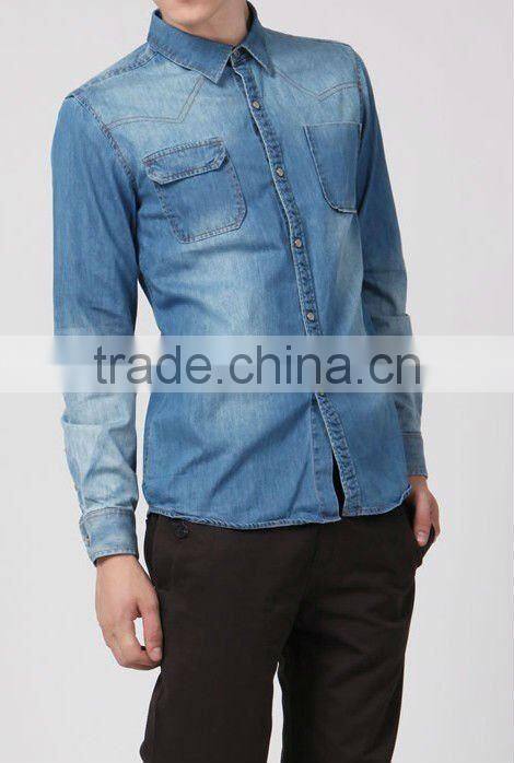 latest cotton cowboy/jeanet long sleeve casual shirts for men