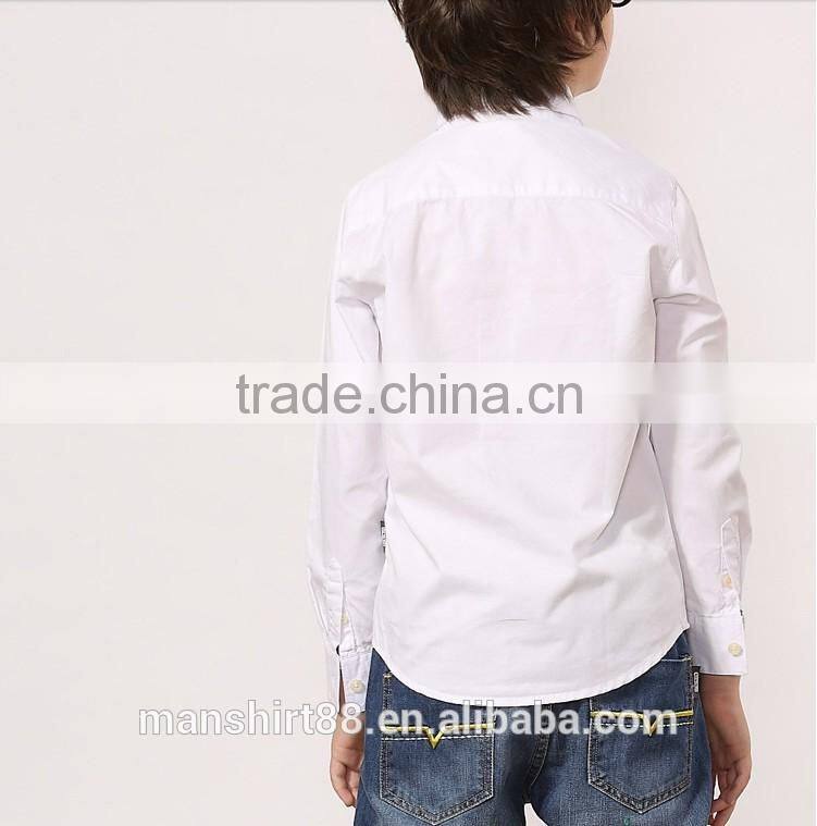 2016 100% cotton school uniform white boy shirts