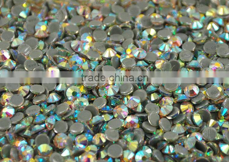 Round shape AB color with silver foiling flat back rhinestone hotfix