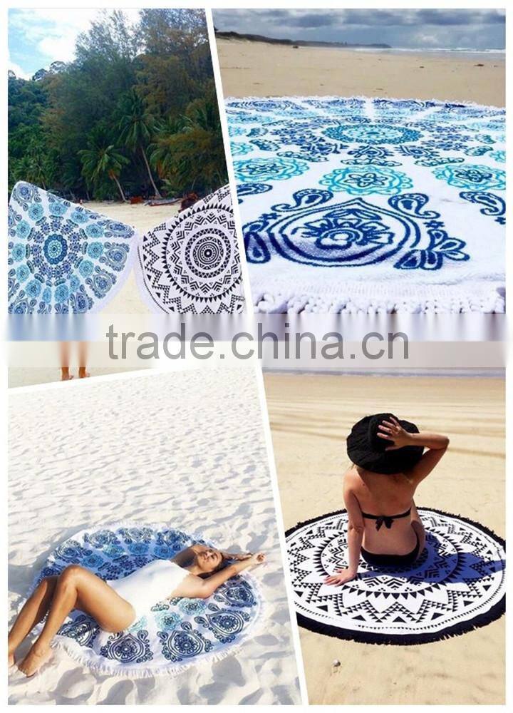 china customized printed round beach towels with tassels round beach towels mandalaround towel warmer