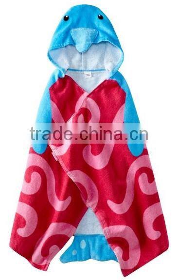 baby bath towel,cotton, 1 side terry, 1 side velour, with hoody ,reactive all over print