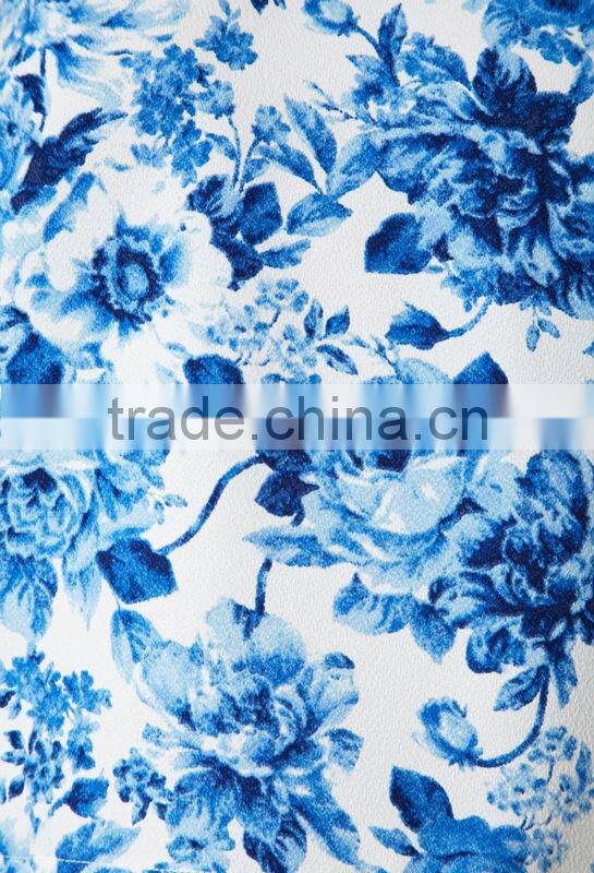 hot selling floral print lady top 3/4 sleeve back zipper lady top