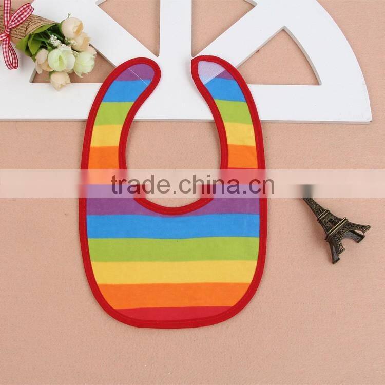 colorful stripe EVA bib 100% cotton waterproof polyester baby bibs