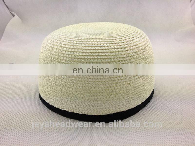 Fashion Flat Brim Straw Hats at Baseball Cap Style with Woven Binding