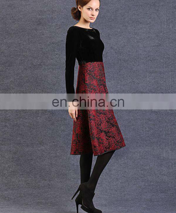 Woman Long Sleeve Velvet Dress for Winter Long Style