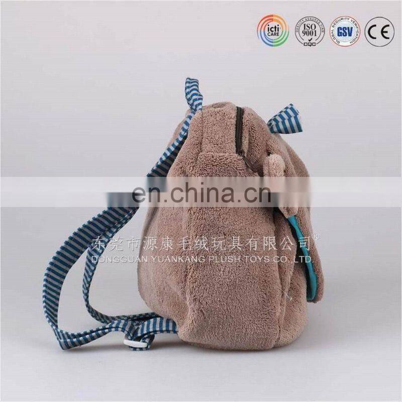 2016 popular animal head school plush bag for small kids