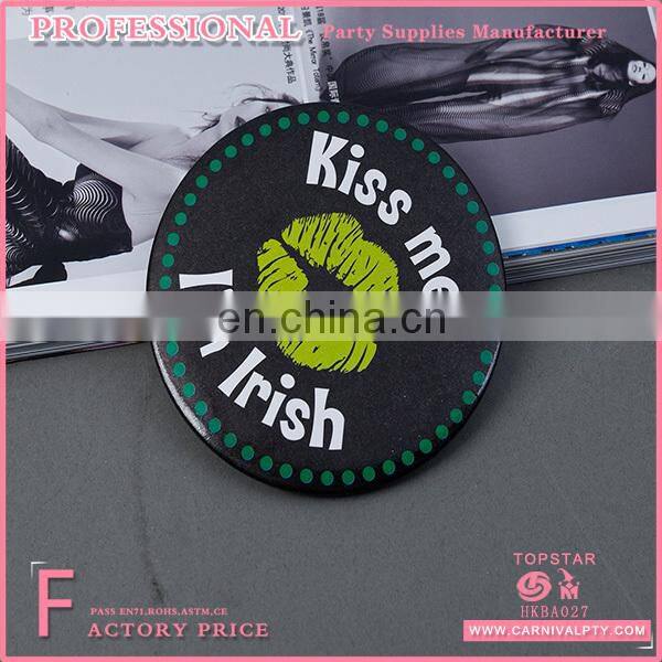 High Quality "Kiss Me I'm Irish Badge", St'Patrick Badge reel badge holder