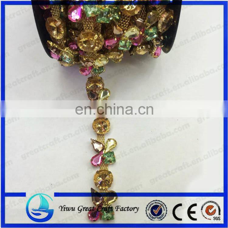wholesale strass crystal rhinestone cup chain trimming close cup chain