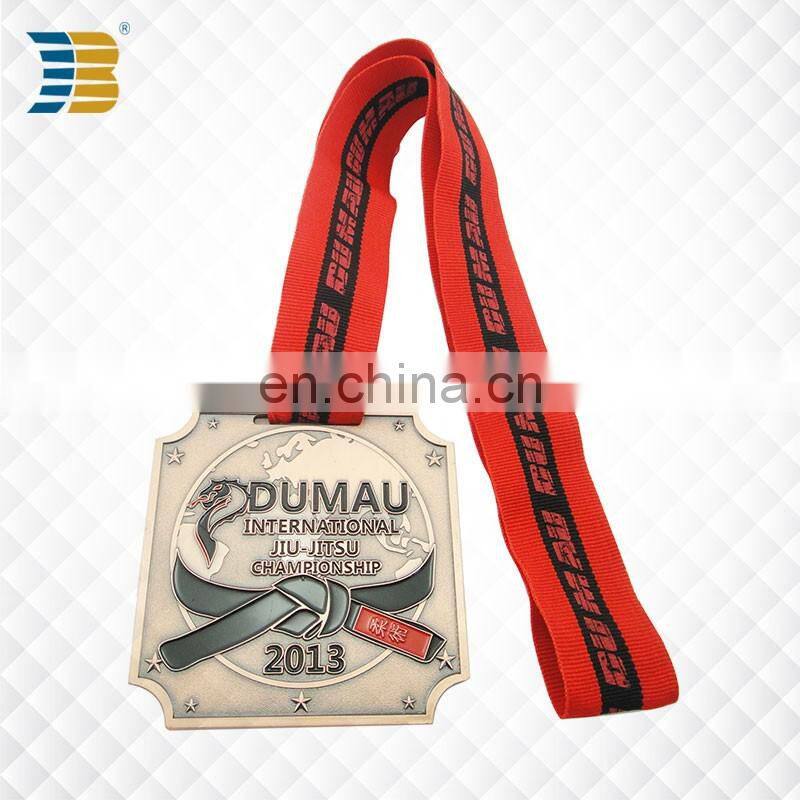 cheap custom square copper award jiu-jitsu sports medal