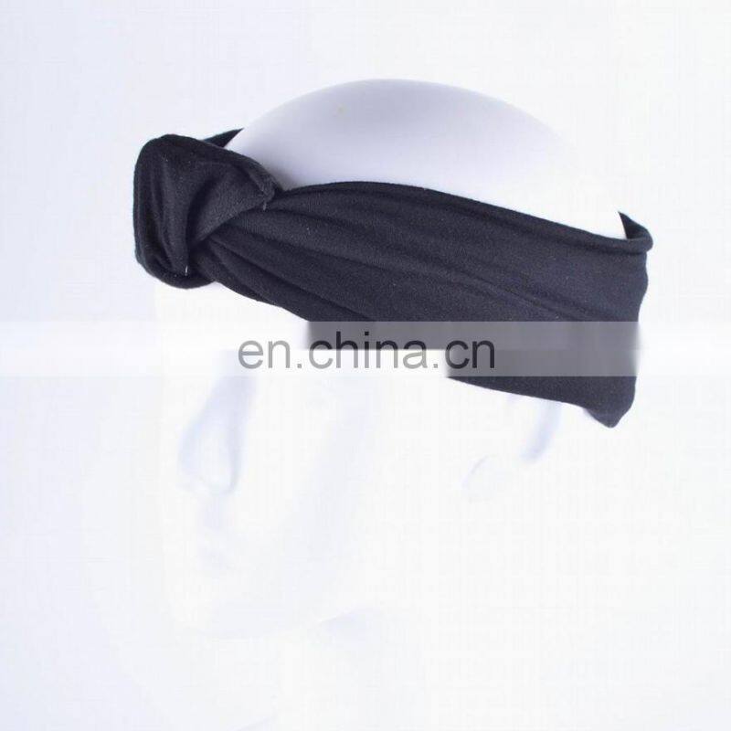 Black Polyolefin/Lycra Solid Moisture Wicking Headband