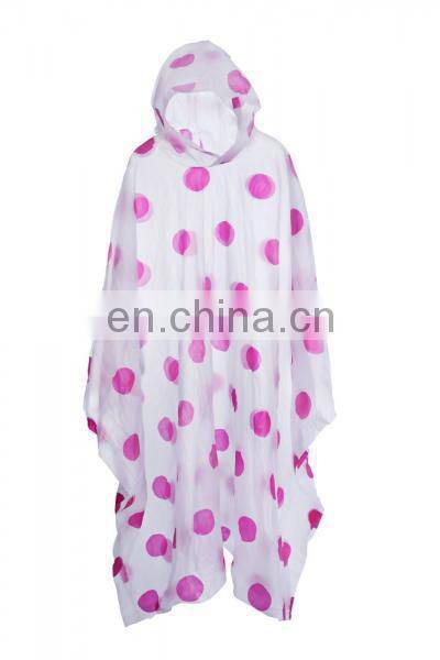 Overall printing Transparent Emergency PVC Reusable Rain Hooded Poncho