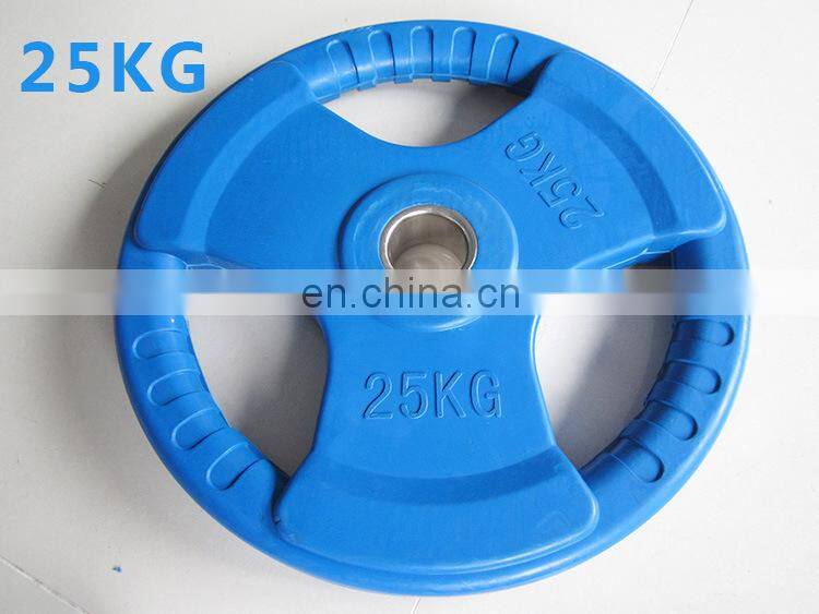 Three hole color rubber package iron barbell plate