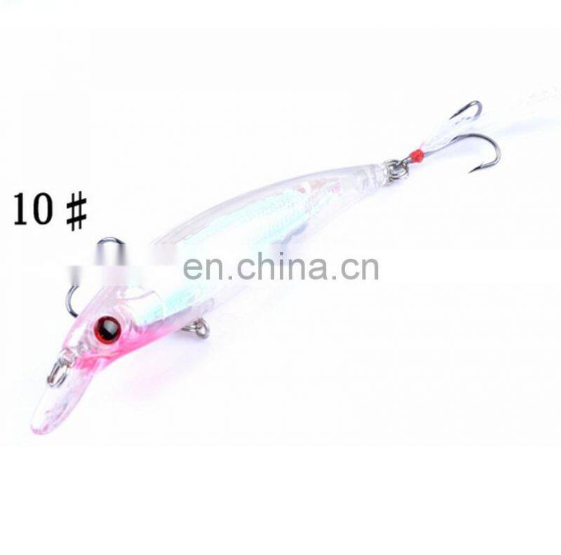 Hot Sale 11cm 13.4g ABS Plastic Fish Bait Fishing Minnow With Feather Hook