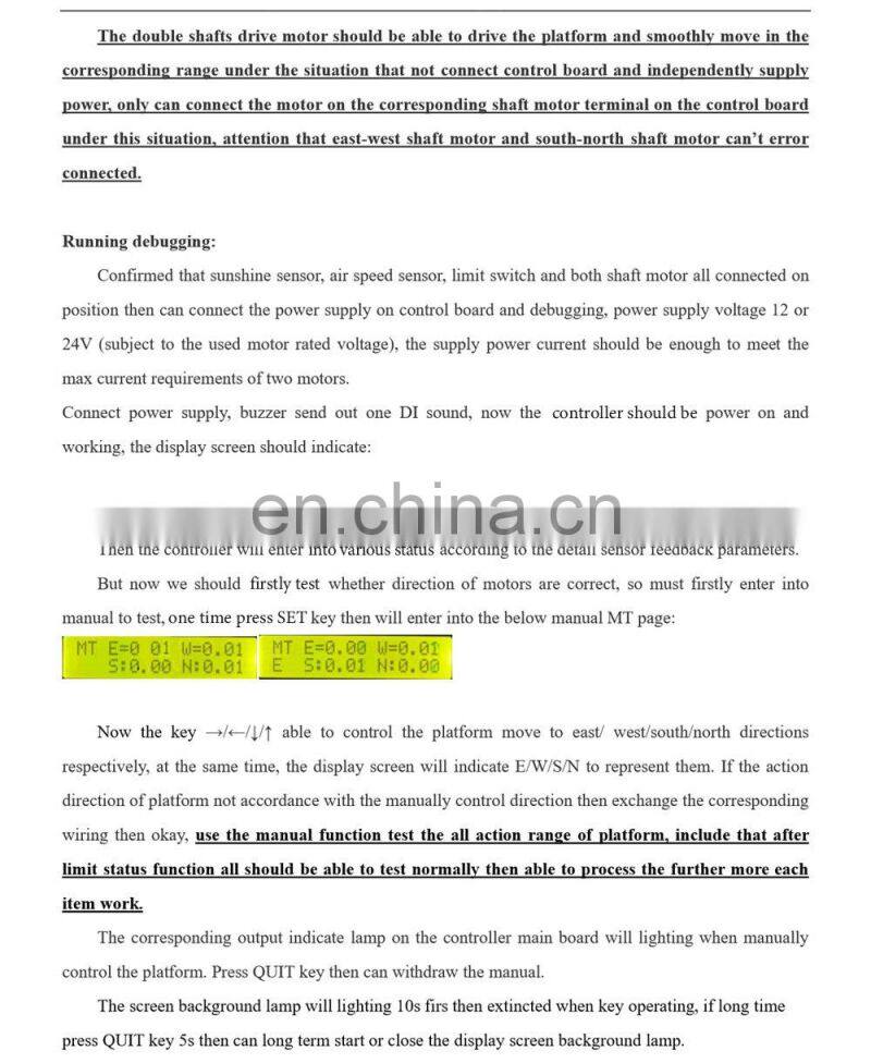Automatic Dual Axis Solar Tracker Controller W/O Remote Control Wind Speed Sensor