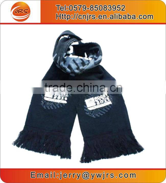 Promotional custom knitted fans gift wholesales scarf,jacquard knitting pattern scarf